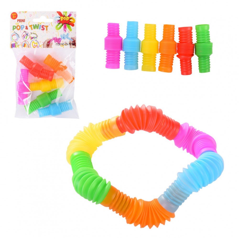 Антистресс Mini Pop & Twist ZN-7076 трубка с резьбой 6 шт