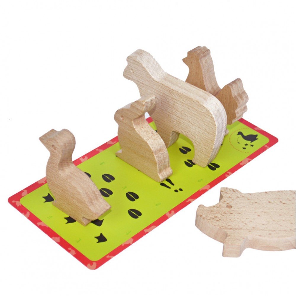 Деревянный игровой набор "Фигурки животных" Igroteco 900521, 17 деталей
