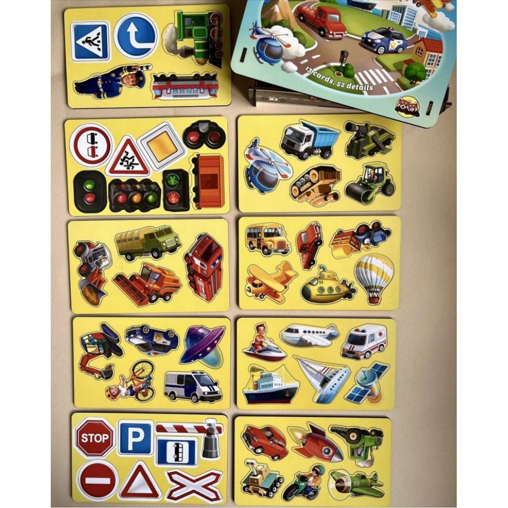 Настольная развивающая игра "Лото: транспорт" Ubumblebees (ПСФ082) PSF082, 52 фигурные фишки