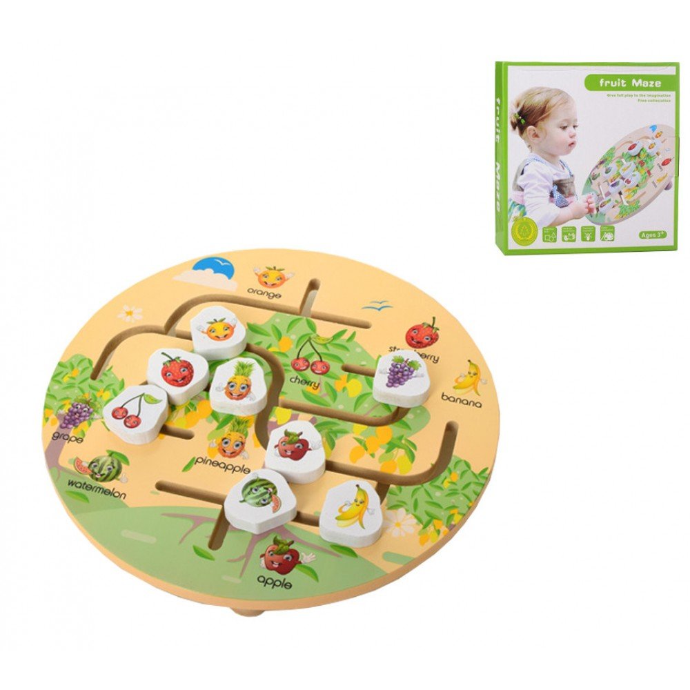 Игрушка Лабиринт MD 2172 деревянная Фрукты англ
