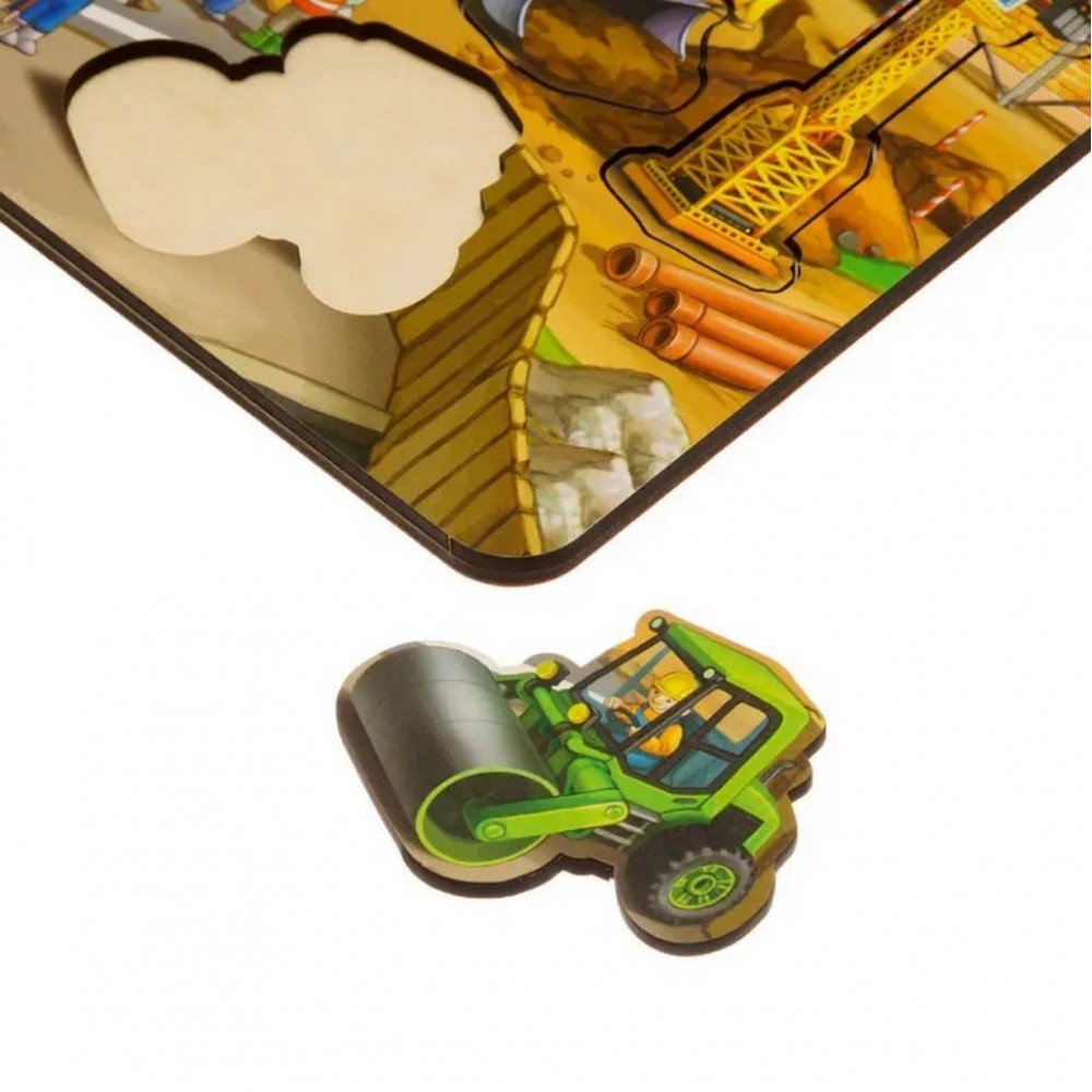 Деревянный пазл-вкладыш "Строительство - 3" Ubumblebees (ПСД147) PSD147 маленький Деревянный пазл-вкладыш "Строительство - 3" Ubumblebees (ПСД147) PSD147 маленький