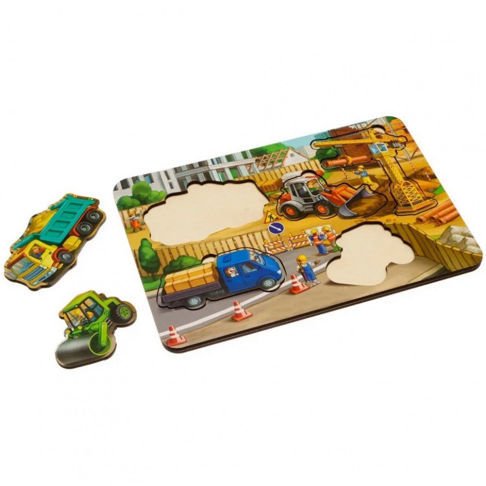 Деревянный пазл-вкладыш "Строительство - 3" Ubumblebees (ПСД147) PSD147 маленький Деревянный пазл-вкладыш "Строительство - 3" Ubumblebees (ПСД147) PSD147 маленький