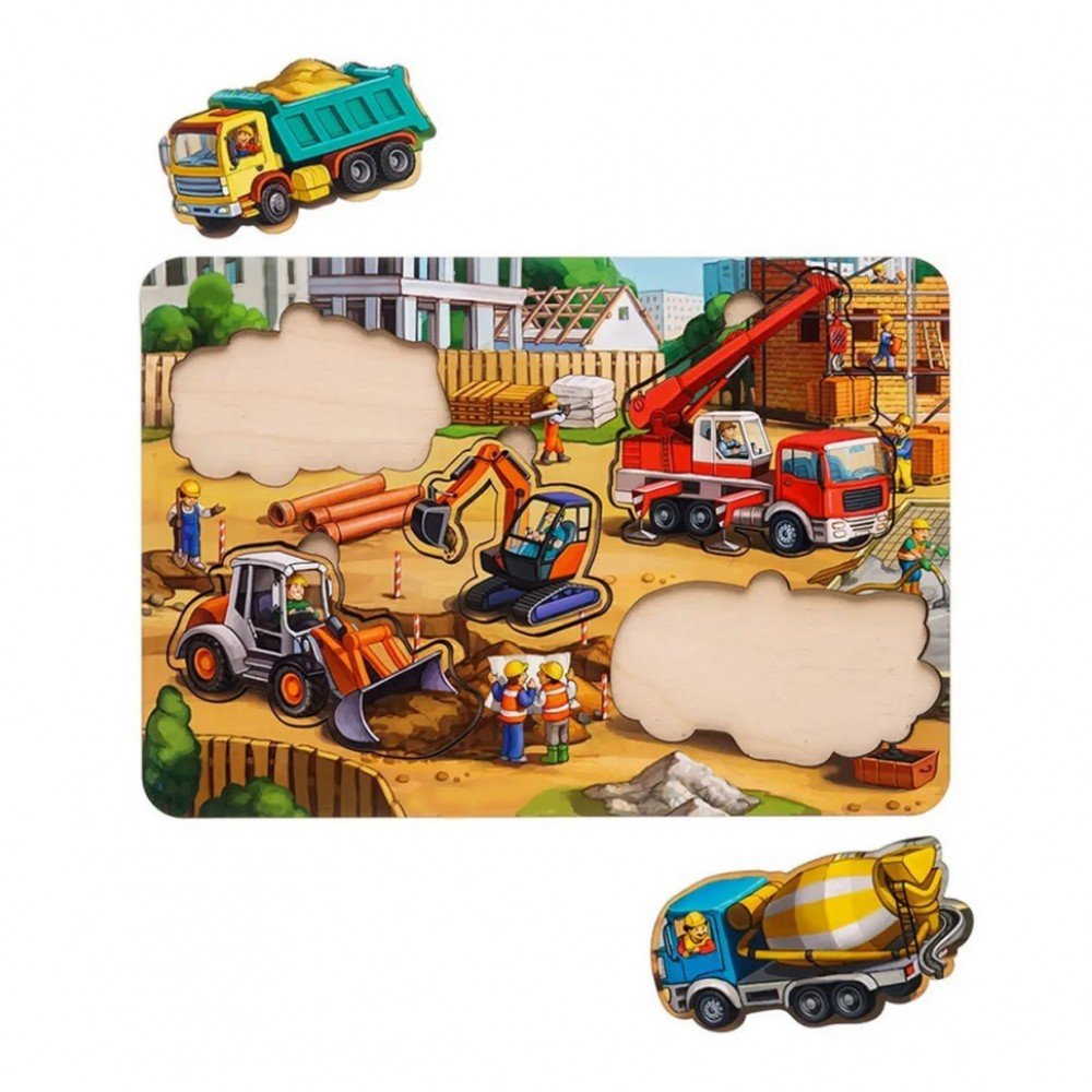 Деревянный пазл-вкладыш "Строительство - 4" Ubumblebees (ПСД146) PSD146 маленький Деревянный пазл-вкладыш "Строительство - 4" Ubumblebees (ПСД146) PSD146 маленький