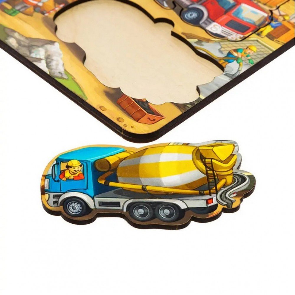 Деревянный пазл-вкладыш "Строительство - 4" Ubumblebees (ПСД146) PSD146 маленький Деревянный пазл-вкладыш "Строительство - 4" Ubumblebees (ПСД146) PSD146 маленький