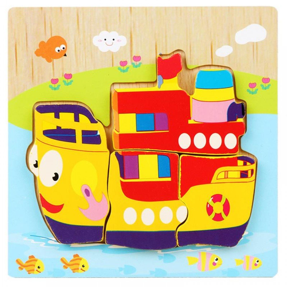 Деревянная игрушка Пазлы Bambi Транспорт MD 2925, 15х15 см (Пароход)