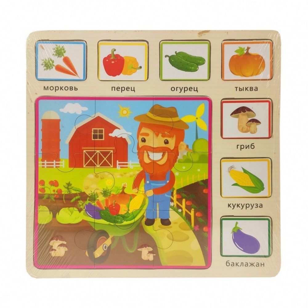 Деревянная игрушка Пазлы MD 1203, 30х30 см Ферма