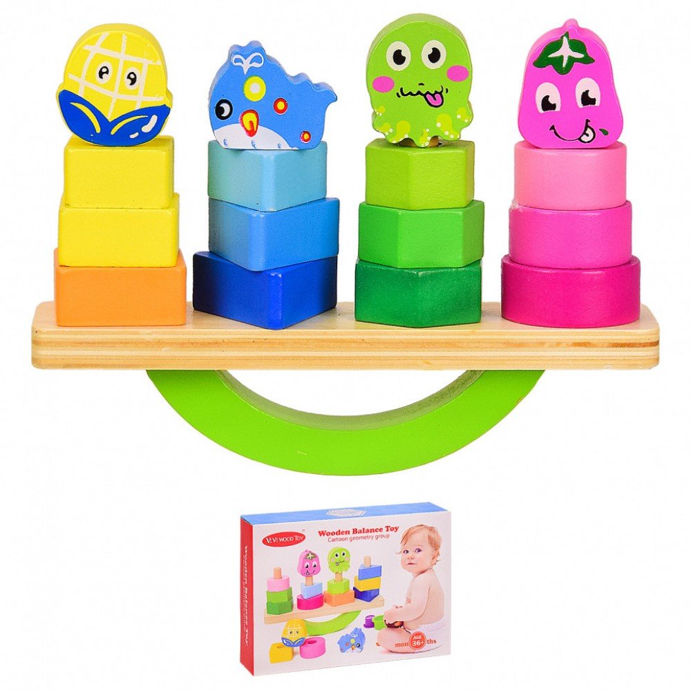 Деревянная игрушка VV211 балансир, 4 пирамидки