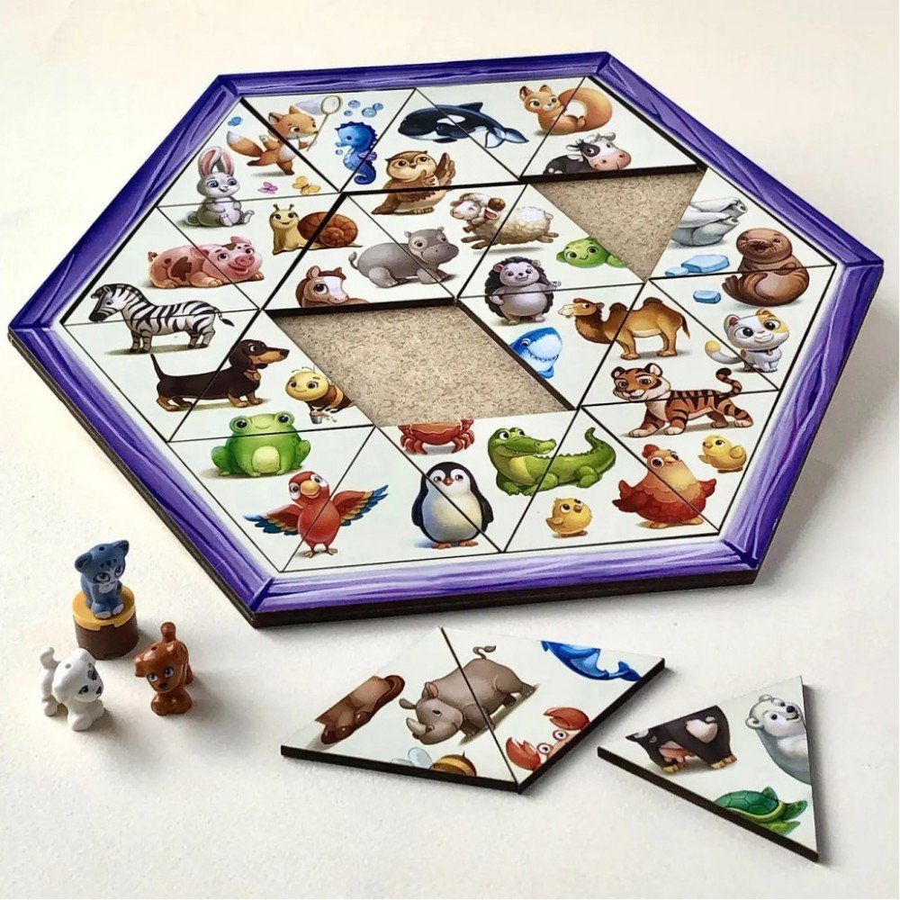 Деревянный пазл-головоломка "Животные" (ПСД169) PSD169 шестиугольник Деревянный пазл-головоломка "Животные" (ПСД169) PSD169 шестиугольник