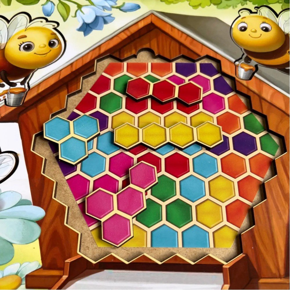 Деревянный пазл-вкладыш "Веселые пчелки" Ubumblebees (ПСД165) PSD165 сортер-тетрис