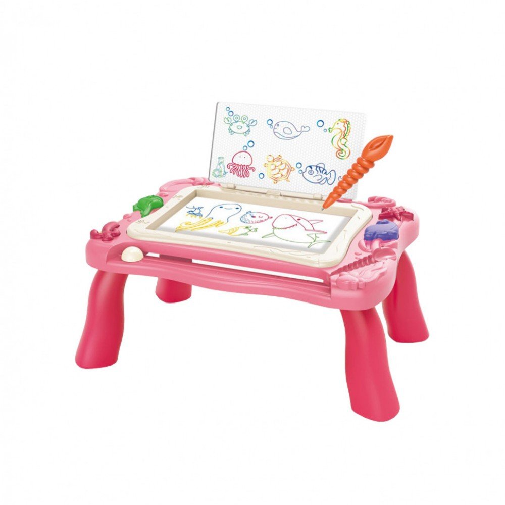 Игровой столик 669-27-28A 2в1 рисование и конструирование Розовый