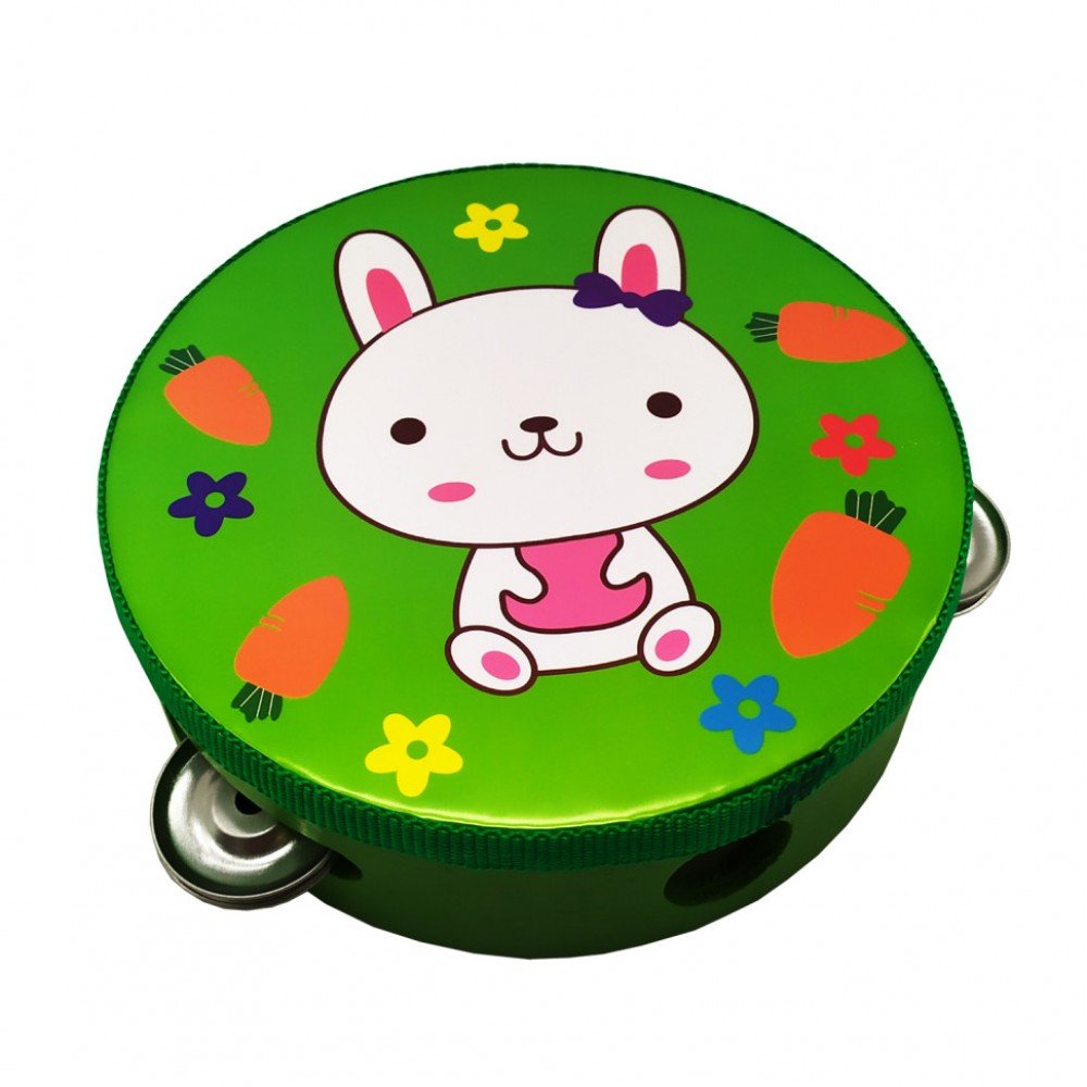 Деревянная игрушка Бубен MD 0367-19-30 диаметр 15 см (Заяц с морковкой)
