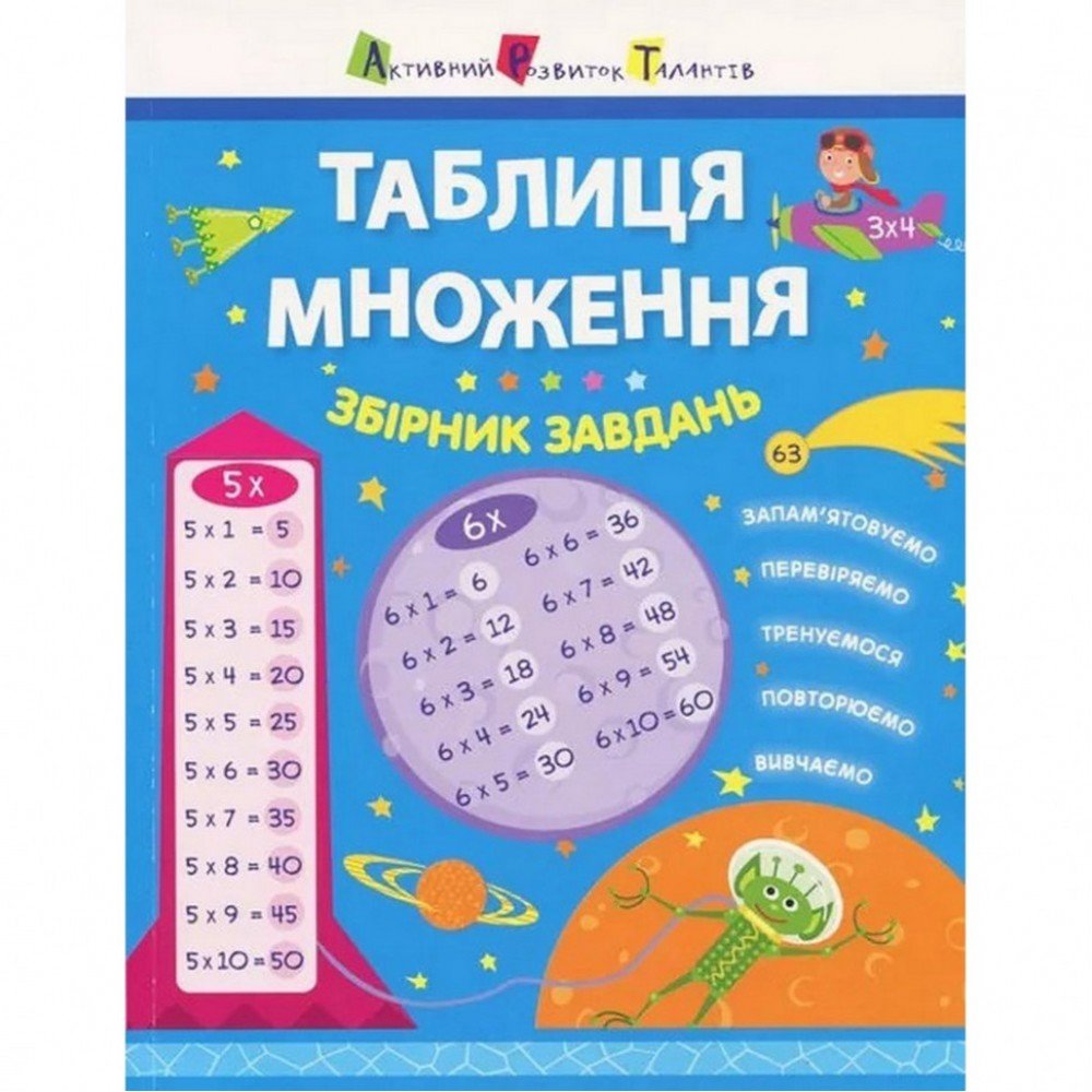 Обучающая книга "Таблица умножения Сборник задач" АРТ 11209 укр