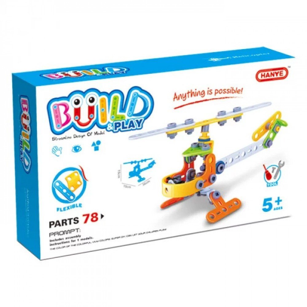 Конструктор Build&Play "Вертолет" HANYE J-7710, 78 элемента