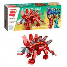 Детский Конструктор Qman 1414-1-6 трансформер (робот+динозавр) 93 дет (Stegosaurus)