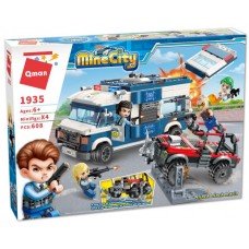 Детский конструктор Qman 1935Q полиция, машина, джип, фигурки, 608 дет
