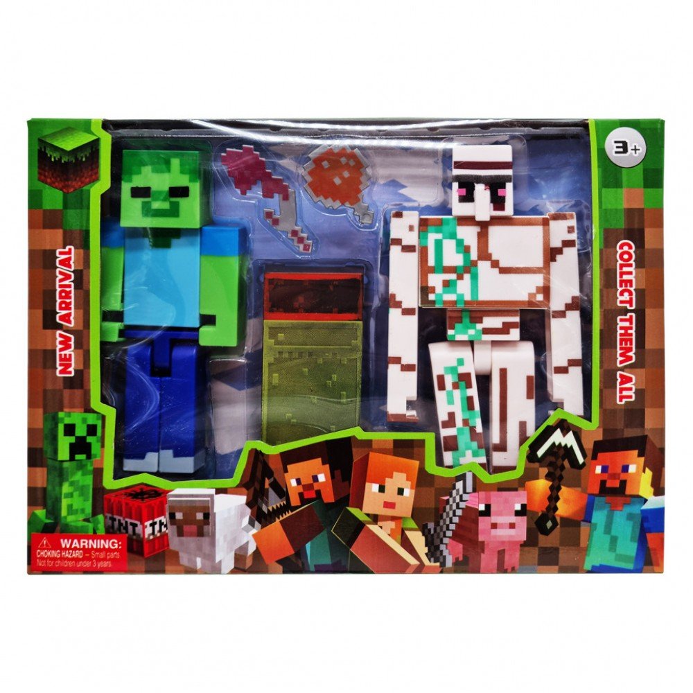 Игровой набор фигурок Майнкрафт Зомби и Голем 48111-2 с аксессуарами