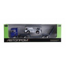 Игрушечный трейлер с джипом 7879 "АВТОПРОМ" Пожарная с лестницей Белая