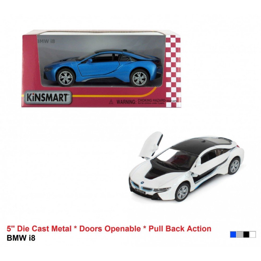 Детская коллекционная модель BMW i8 KT5379W инерционная Белый