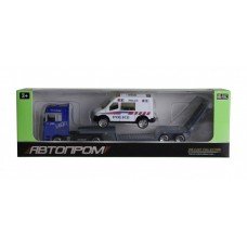 Игрушечный трейлер с джипом 7879 "АВТОПРОМ" Фургон Police Белый