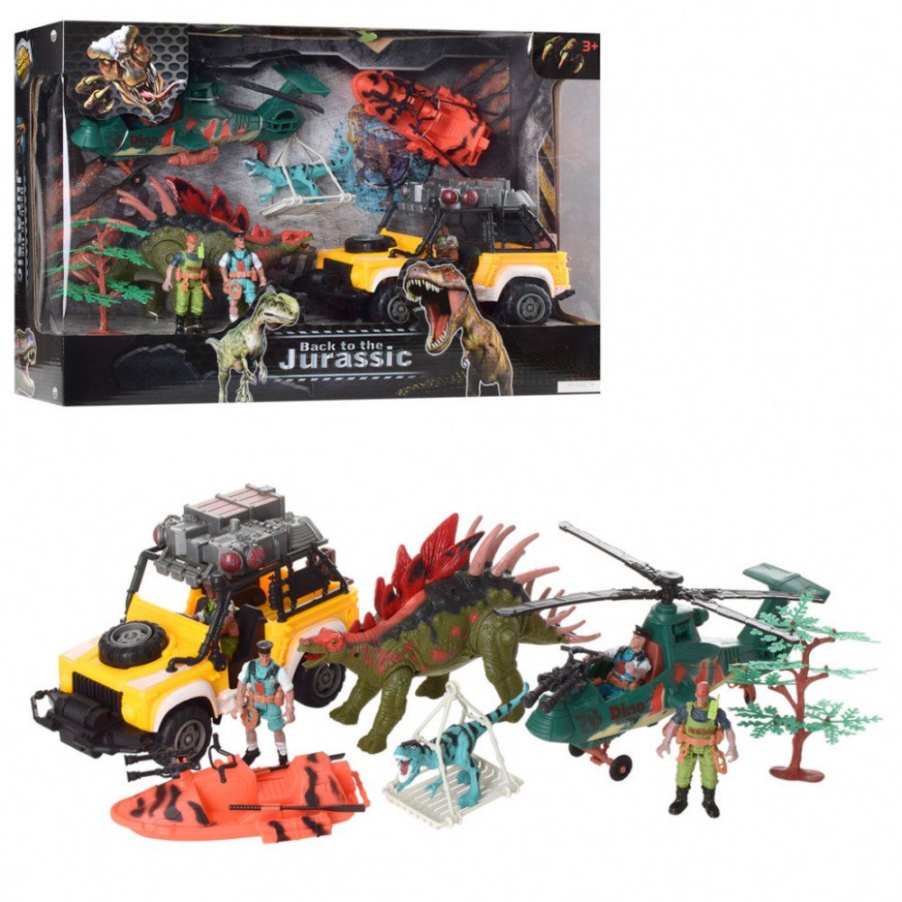 Набор спасателей F124-79 вертолет, джип, лодка динозавр, фигурки