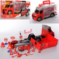 Детский игровой набор пожарника в машинке 289-6 машинка-чемоданчик инерционная