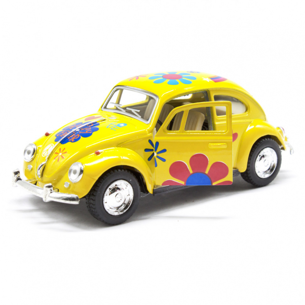 Детская модель машинки Volkswagen Beetle 1962 Classic Kinsmart KT5057WF инерционная, 1:32 Yellow