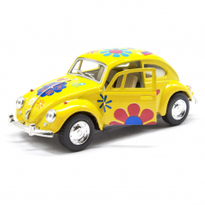 Детская модель машинки Volkswagen Beetle 1962 Classic Kinsmart KT5057WF инерционная, 1:32 Yellow