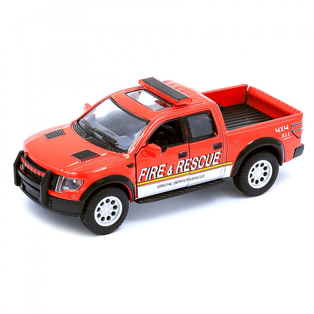 Детская модель машинки пикап Ford F-150 SVT Raptor Supercrew Kinsmart KT5365WPR инерционная, 1:40 Red