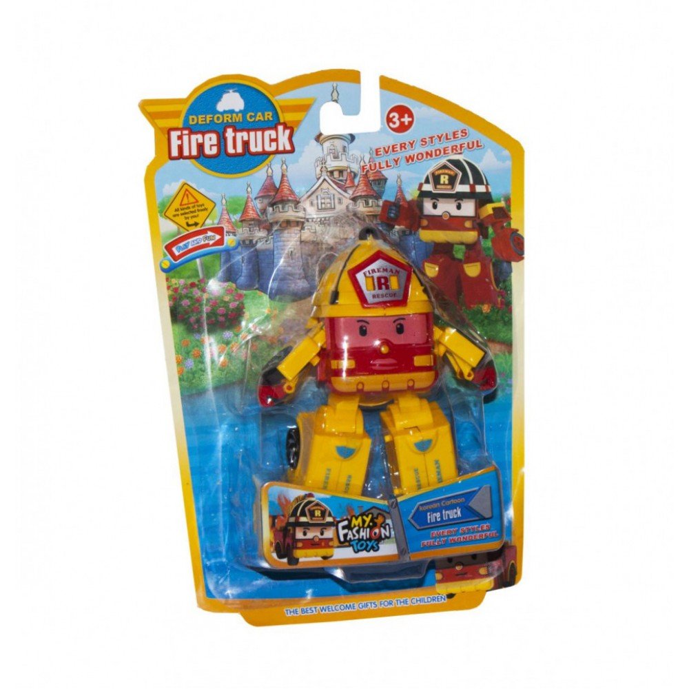 Детский трансформер Robocar POLI 378B высота 12 см Желтый Пожарная