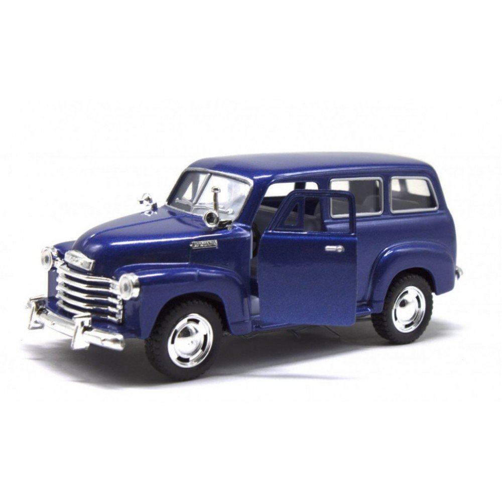 Коллекционная игрушечная машинка CHEVROLET SUBURBAN CARRYALL 1950 KT5006W инерционная Синий