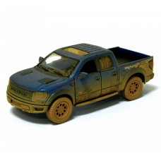 Детская модель машинки пикап Ford F-150 SVT Raptor-Supercrew Muddy Kinsmart KT5365WY инерционная, 1:46 Blue