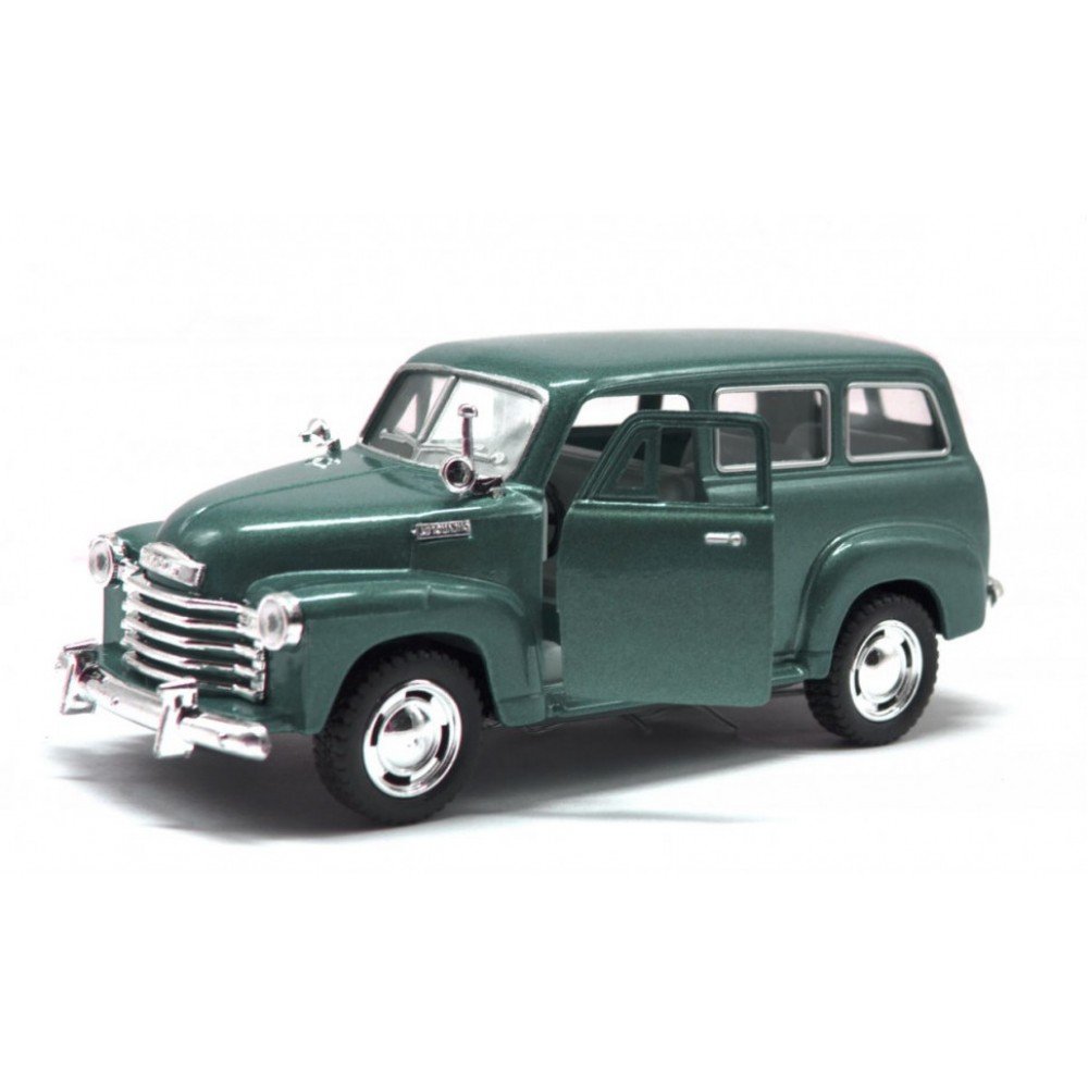 Коллекционная игрушечная машинка CHEVROLET SUBURBAN CARRYALL 1950 KT5006W инерционная Темно-Зелёный
