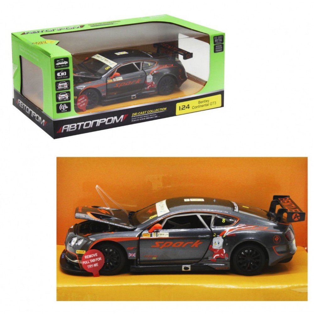 Игрушечная коллекционная машинка Bentley Continental GT3 Concep "АВТОПРОМ" 68267A инерционная 