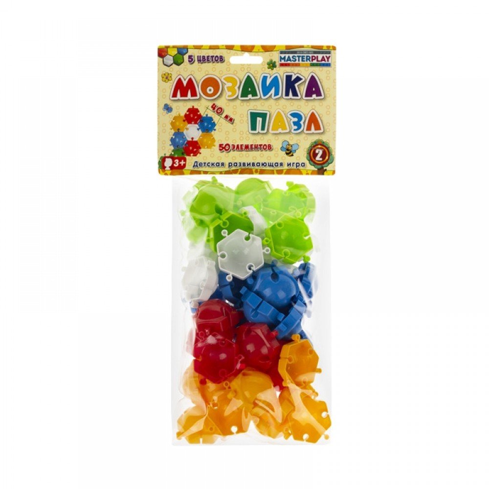 Детская мозаика-пазл №2 1-143, 50 деталей Ø40мм