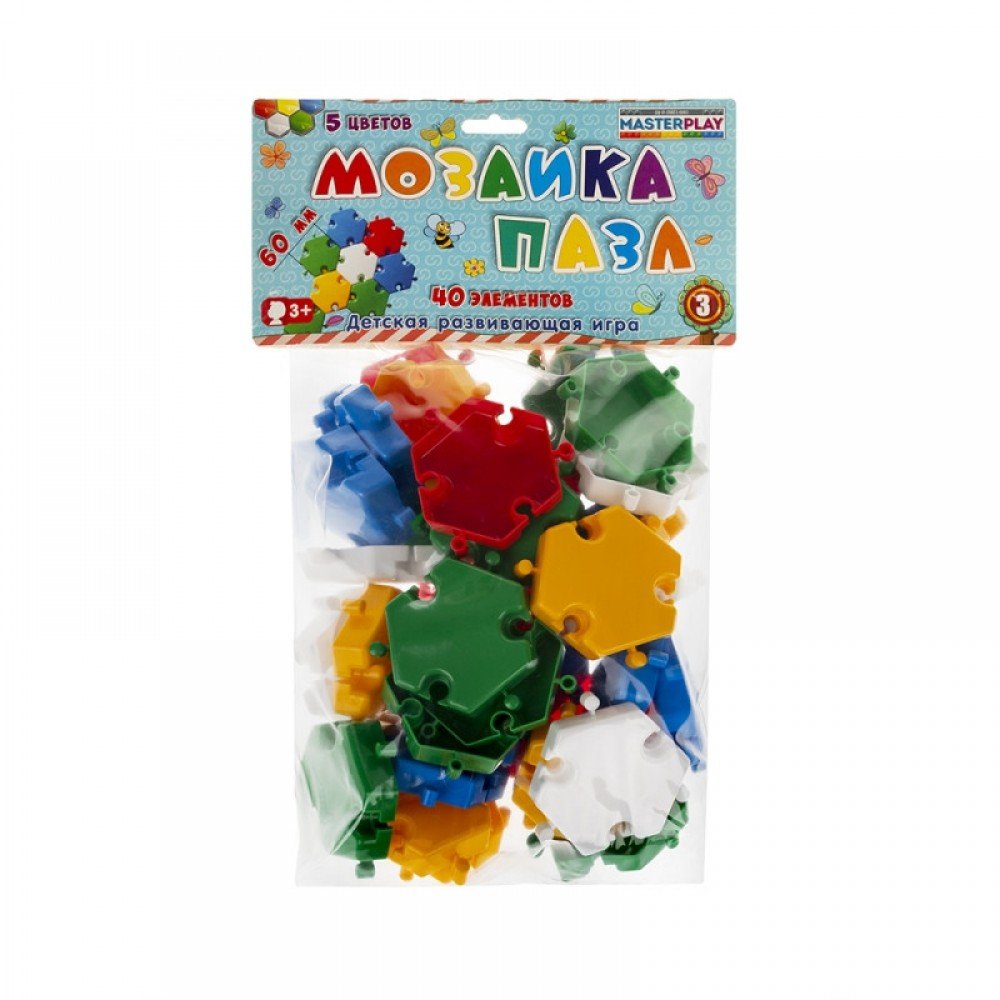 Детская мозаика-пазл №3 1-144, 40 деталей Ø60мм
