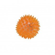 Мяч массажный MS 1137-1 6,5 см, пищалка,световые эффекты (Оранжевый)