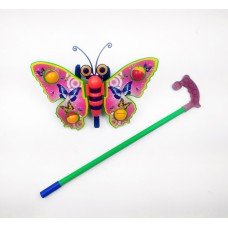 Детская каталка на палочке Бабочка 305 машет крыльями Розовый