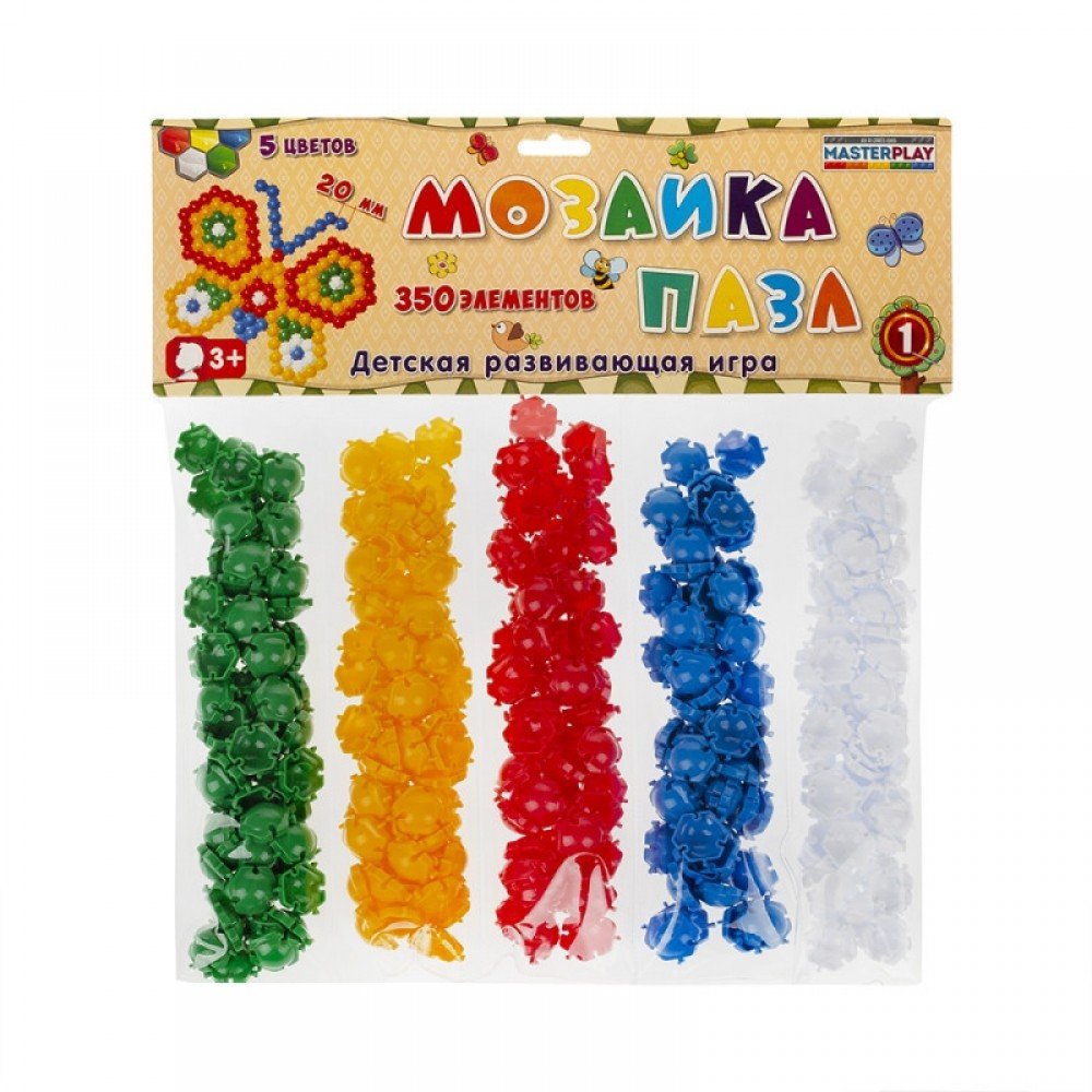 Детская мозаика-пазл №1 1-142, 350 деталей Ø20мм