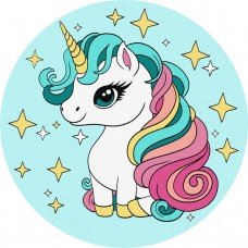 Картина по номерам "Маленькая единорожка" KHO-R1042 диаметр 19 см Картина по номерам "Маленькая единорожка" KHO-R1042 диаметр 19 см