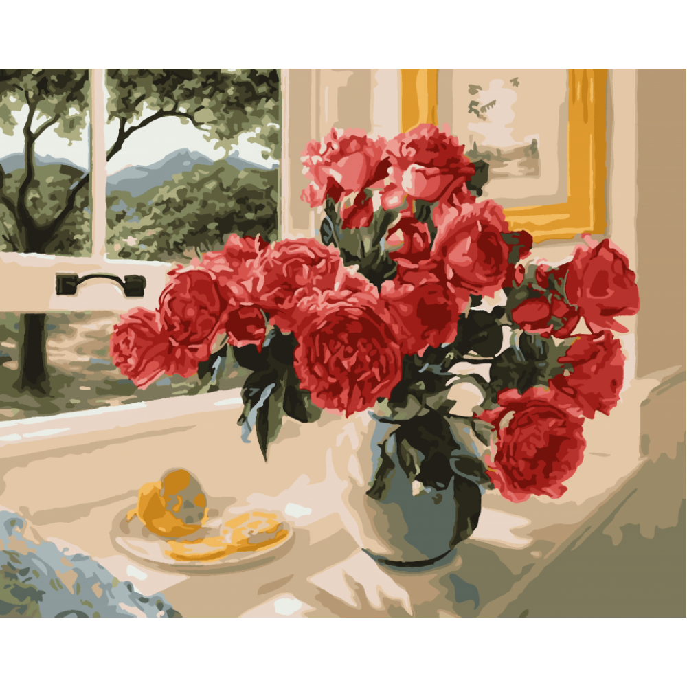 Картина по номерам. Art Craft "Розы на подоконнике" 40*50 см 12115-AC