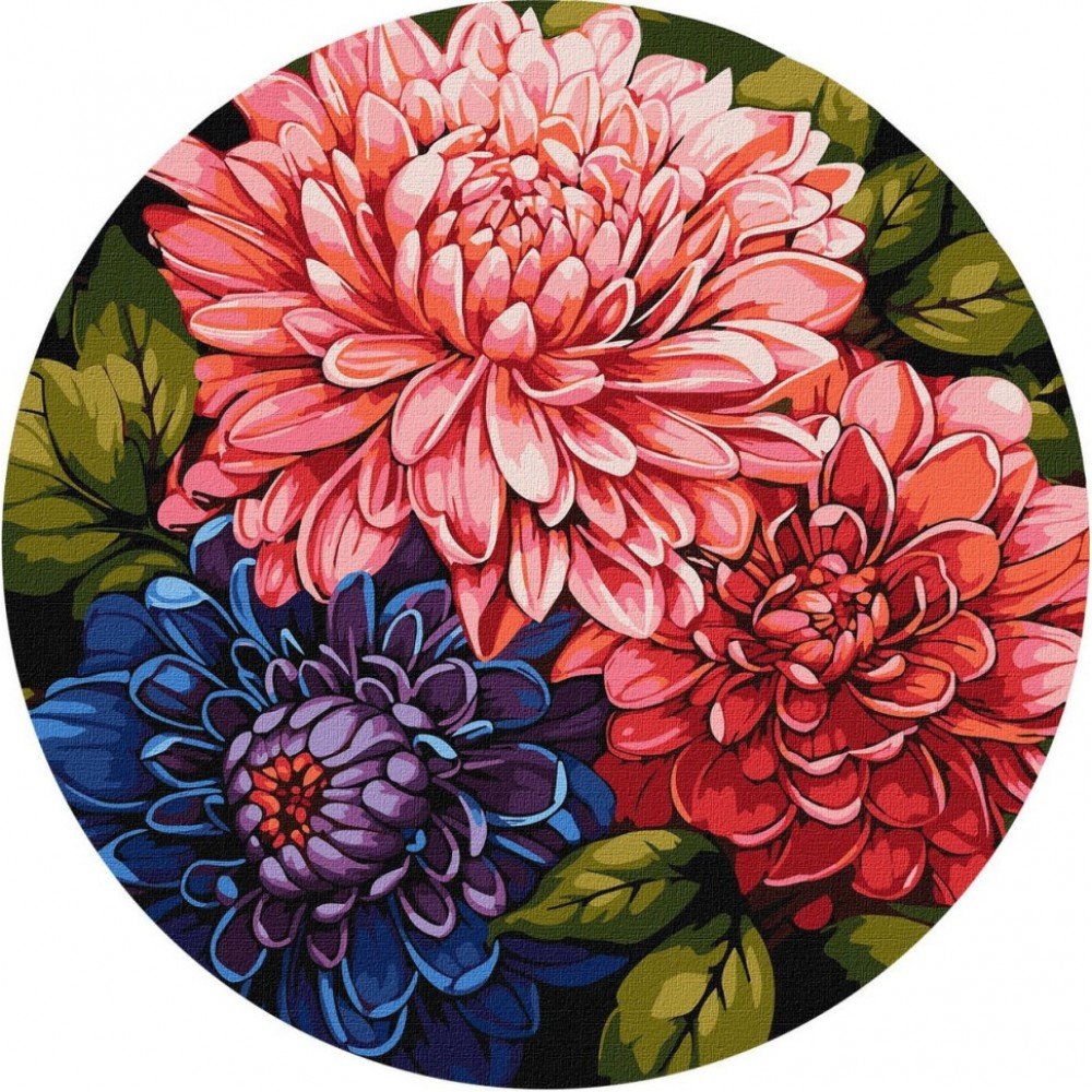 Картина по номерам "Красочный букет" ©art_selena_ua KHO-R1047 диаметр 39см