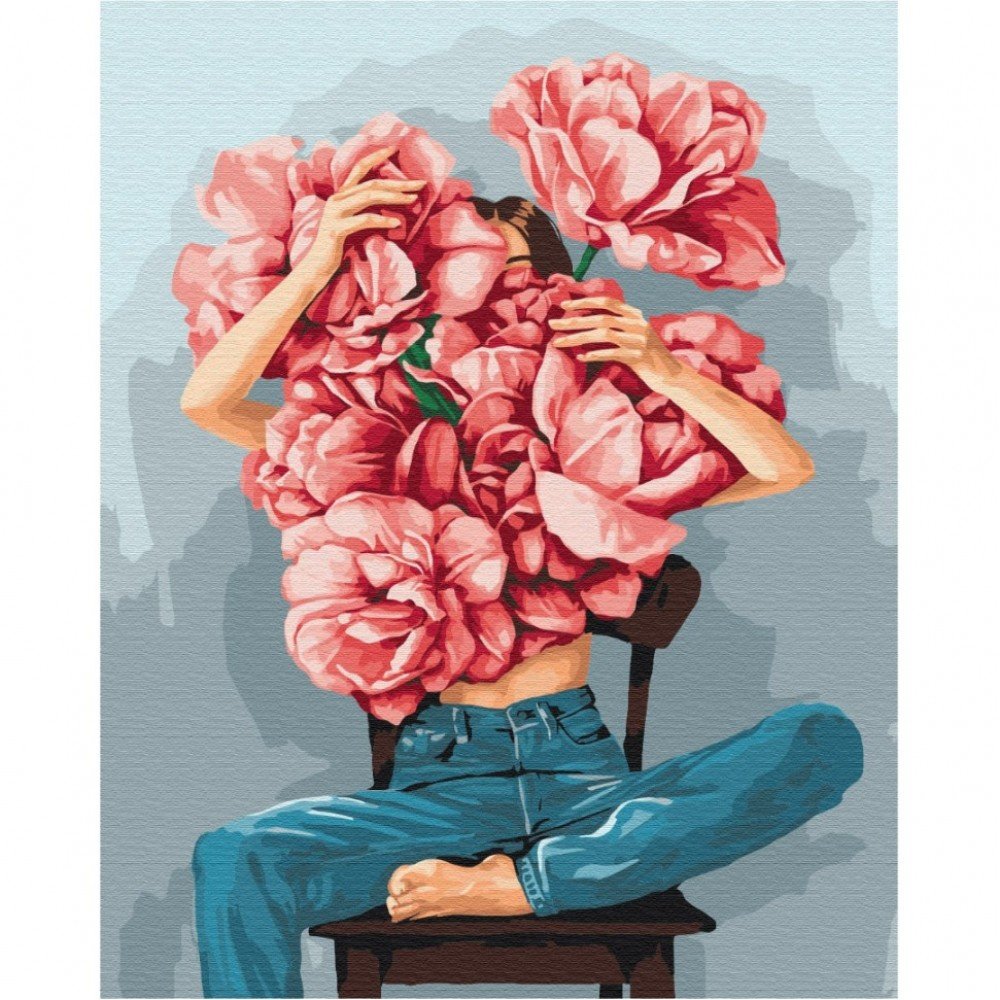 Картина по номерам "Пионы в объятиях" @Mykhailyshyna Daria Brushme BS52115 40х50 см