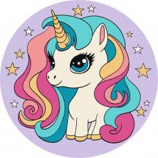 Картина по номерам "Непревзойденная единорожка" KHO-R1043 диаметр 19 см Картина по номерам "Непревзойденная единорожка" KHO-R1043 диаметр 19 см