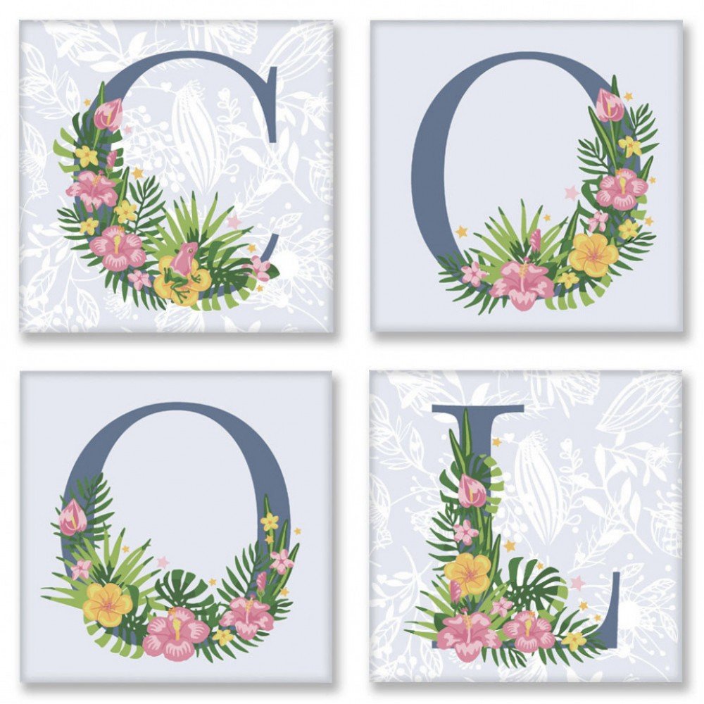 Набор для росписи по номерам из 4х картин COOL прованс CH113, 18х18 см Набор для росписи по номерам из 4х картин COOL прованс CH113, 18х18 см