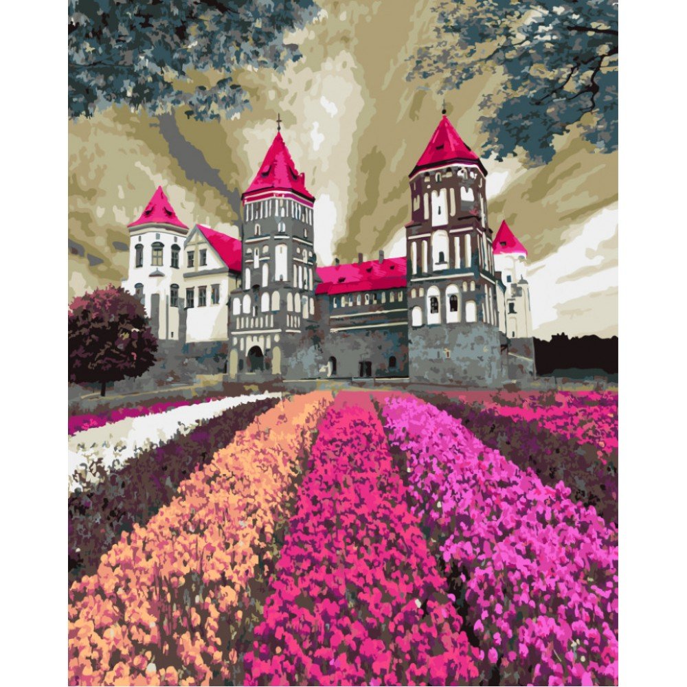 Картина по номерам. Brushme "Мирский замок в цветах" GX3288, 40х50 см