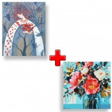 Набор картин по номерам 2 в 1 "Дерево жизни" 40х50 KHO5053 и "Цветы для настроения" 40х40 KHO3230