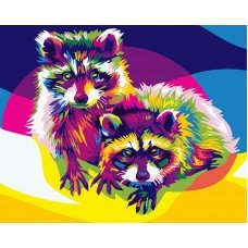 Картина по номерам. Brushme "Радужные еноты" GX26202, 40х50 см