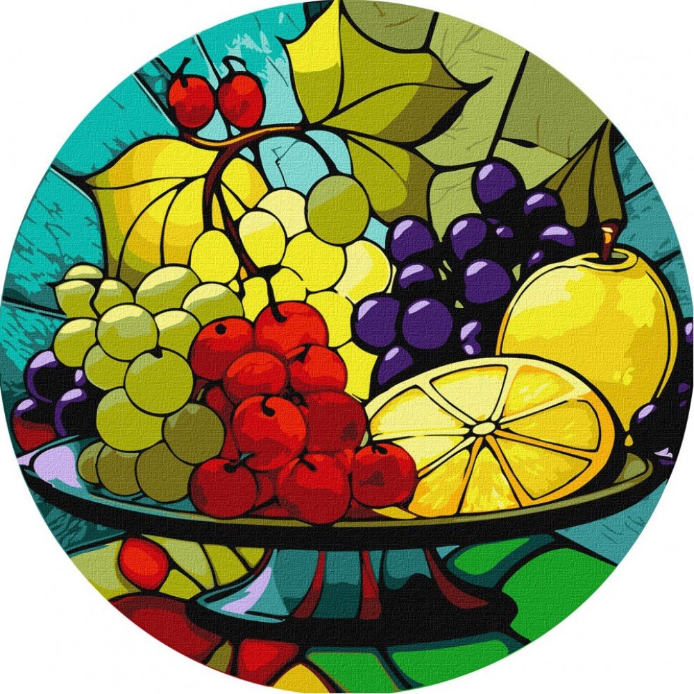 Картина по номерам "Фруктовое ассорти" ©art_selena_ua KHO-R1011 диаметр 29 см Идейка