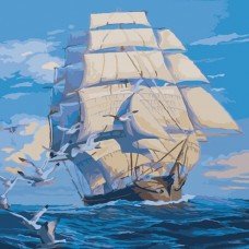 Картина по номерам Морской пейзаж "На всех парусах" KHO2708, 40х50 см 