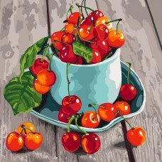 Картина по номерам "Черешневые вкусности" KHO5552, 40х40 см 